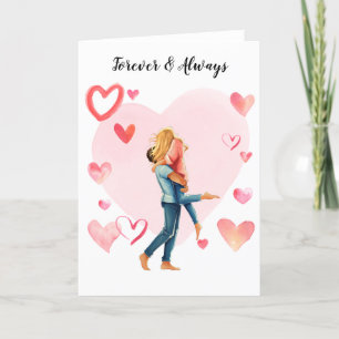 Personalized Watercolor Portrait Couple Holiday Card