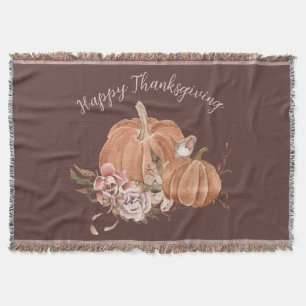 Personalized Watercolor Pumpkins Custom Text Throw Blanket