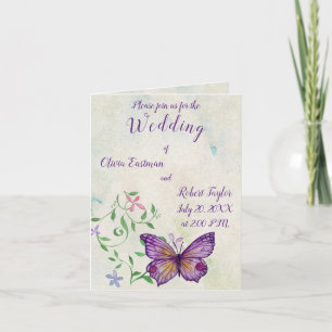 Personalized watercolor purple butterfly invitation