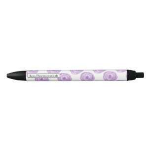 Personalized Watercolor Purple Flower Black Ink Pen