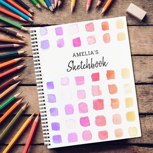 Personalized Watercolor Rainbow Colours Sketchbook Notebook (Creator Uploaded)