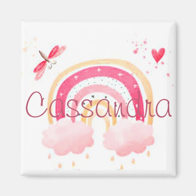 Personalized watercolor rainbow   magnet (Front)