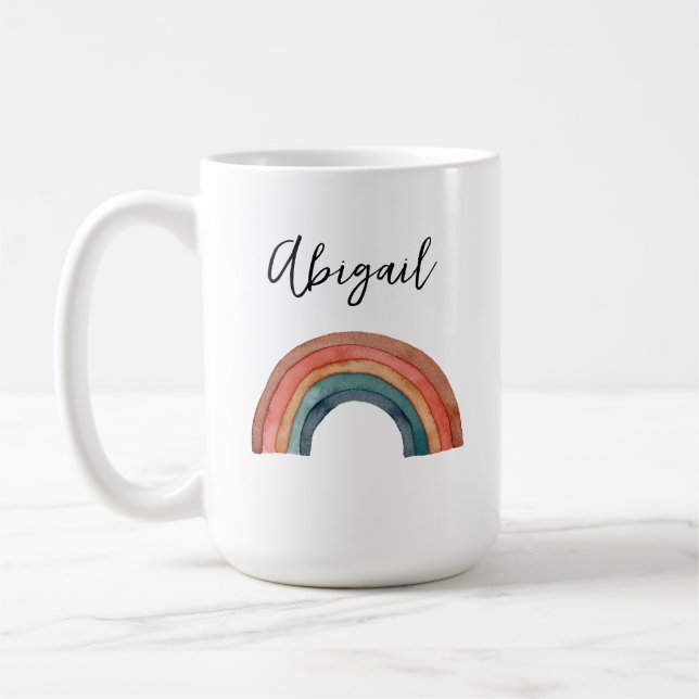 Personalized Watercolor Rainbow Mug (Left)