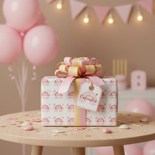 Personalized watercolor rainbow wrapping paper
