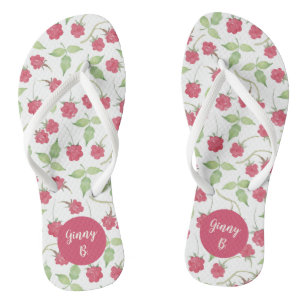 Personalized Watercolor Raspberries Flip Flops