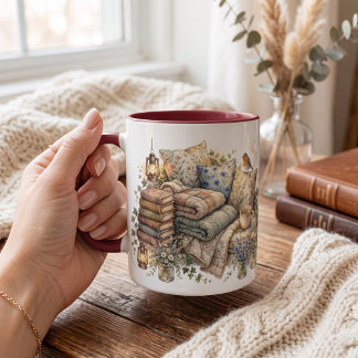 Personalized watercolor reading nook mug