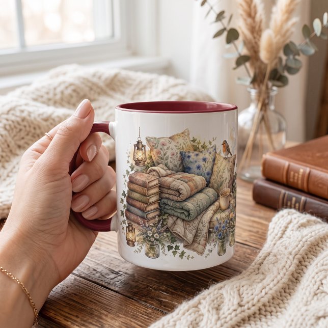 Personalized watercolor reading nook  mug (Creator Uploaded)