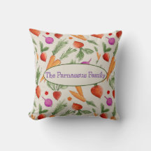 Personalized Watercolor Root Vegetable pillow
