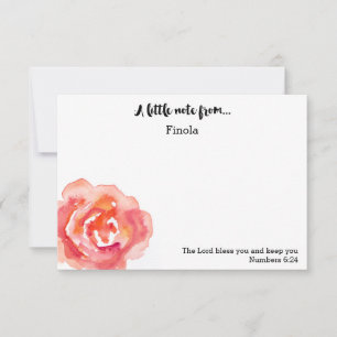 Personalized   Watercolor Rose Scripture Notecard