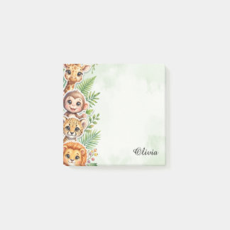 Personalized Watercolor Safari Animals Sticky Note