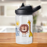 Personalized Watercolor Safari Animals Water Bottle<br><div class="desc">Quench your thirst in style with our Personalized Watercolor Safari Animals Water Bottle! This charming bottle features captivating watercolor illustrations of safari animals, each one brimming with personality and charm. From majestic lions to playful elephants, every detail is lovingly rendered in vibrant hues, creating a whimsical accessory that adds a...</div>