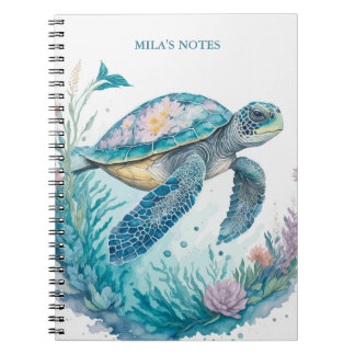 Personalized Watercolor Sea Turtle Notebook