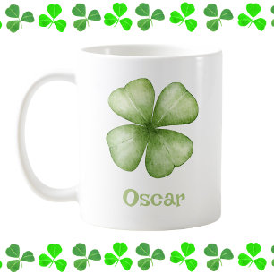 Personalized Watercolor Shamrock Coffee Mug