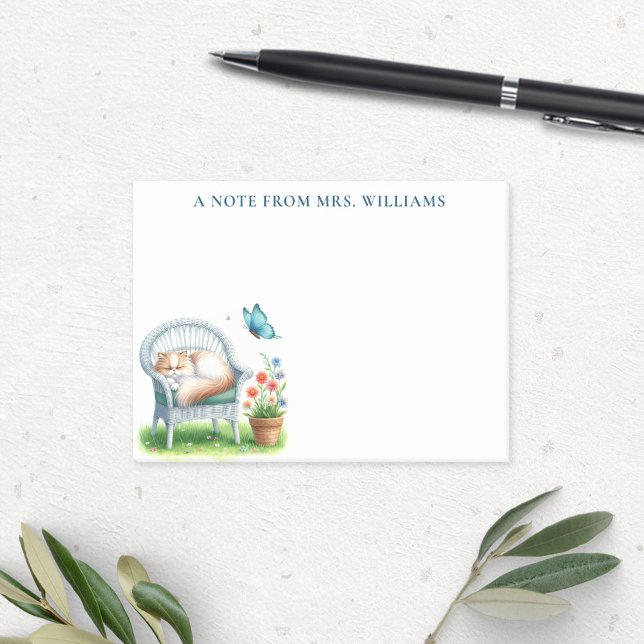 Personalized Watercolor Sleeping Persian Cat Post-it Notes (Creator Uploaded)