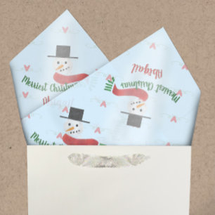 Personalized Watercolor Snowman Merriest Christmas Tissue Paper