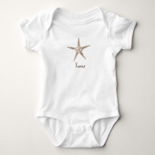PERSONALIZED WATERCOLOR STARFISH one-piece Baby Bodysuit