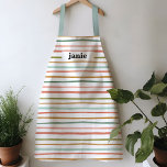 Personalized Watercolor Stripe Apron<br><div class="desc">This festive apron is perfect for cooking,  baking,  painting,  crafting,  you name it! Featuring a playful colour scheme of watercolor stripes. Makes for a great gift and festive decor on your walls until its next use!</div>