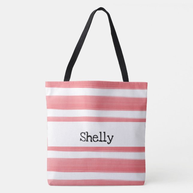 PERSONALIZED WATERCOLOR STRIPES TOTE (Front)