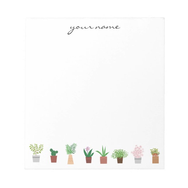 Personalized Watercolor Succulents Boho Notepad (Front)