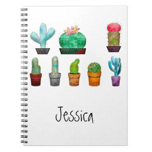 Personalized watercolor succulents notebook
