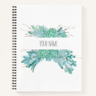 Personalized Watercolor Succulents Notebook