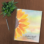 Personalized Watercolor Sunflower 2023 Planner<br><div class="desc">This colourful 2023 Planner is decorated with a yellow watercolor sunflower and stylish script typography. Easily customizable with your name, and year. Use the Customize Further option to change the text size, style, and colour. Because we create our artwork you won't find this exact image from other designers. Original Watercolor...</div>