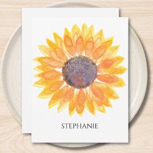 Personalized Watercolor Sunflower Card