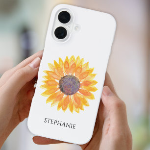 Personalized Watercolor Sunflower iPhone 16 Case