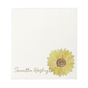 Personalized Watercolor Sunflower Notepad