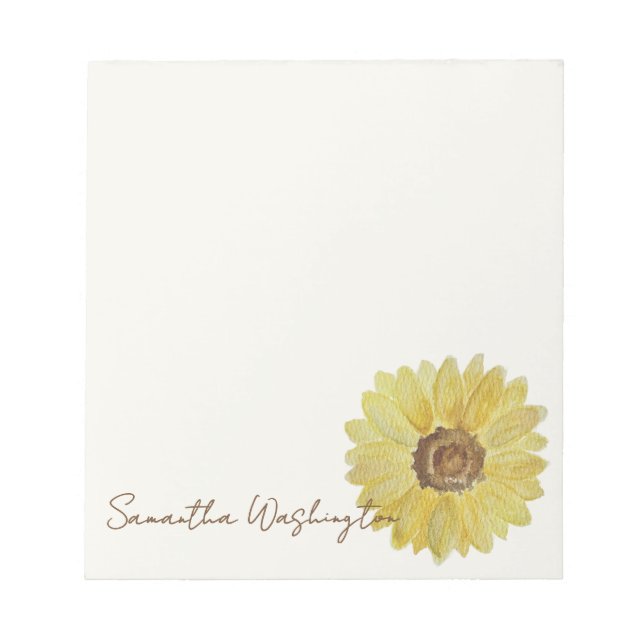 Personalized Watercolor Sunflower Notepad (Front)