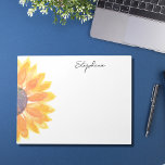 Personalized Watercolor Sunflower Notepad<br><div class="desc">This floral personalized notepad is decorated with a yellow watercolor sunflower. 
Easily customizable. 
Use the Design Tool to change the text size,  style,  or colour. 
As we create our artwork you won't find this exact image from other designers. Original Watercolor © Michele Davies.</div>