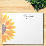 Personalized Watercolor Sunflower Notepad<br><div class="desc">This floral personalized notepad is decorated with a yellow watercolor sunflower. 
Easily customizable. 
Use the Design Tool to change the text size,  style,  or colour. 
As we create our artwork you won't find this exact image from other designers. Original Watercolor © Michele Davies.</div>