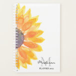 Personalized Watercolor Sunflower Planner<br><div class="desc">This floral Planner is decorated with a yellow watercolor sunflower. Customize it with your name and monogram and year. To edit further use the Design Tool to change the font, font size, or colour. Because we create our artwork you won't find this exact image from other designers. Original Watercolor ©...</div>