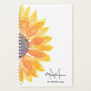 Personalized Watercolor Sunflower Planner