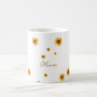 Personalized Watercolor Sunflowers Coffee Mug