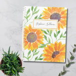 Personalized Watercolor Sunflowers Greenery  Planner<br><div class="desc">This floral planner is decorated with yellow watercolor sunflowers and green foliage. Customize it with your name or monogram. To edit further use the Design Tool to change the font, font size, or colour. Because we create our artwork you won't find this exact image from other designers. Original Watercolor ©...</div>