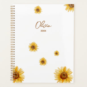 Personalized Watercolor Sunflowers Planner