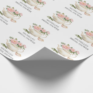 Personalized Watercolor Tea Party Bridal Shower    Wrapping Paper