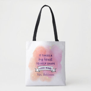 Personalized Watercolor Teacher Tote Bag