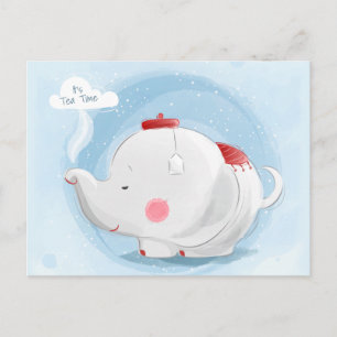 Personalized Watercolor Teacup Elephant Postcard