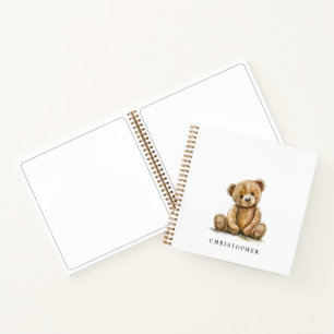 Personalized Watercolor Teddy Bear Kids Sketch Notebook