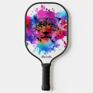 Personalized Watercolor Tiger Head Pickleball Paddle