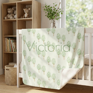 Personalized Watercolor Trees Blanket for Nursery