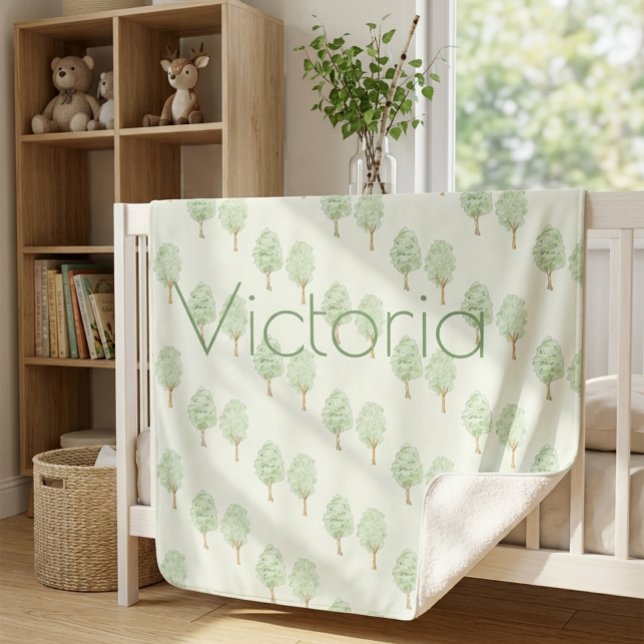 Personalized Watercolor Trees Blanket for Nursery  (Creator Uploaded)