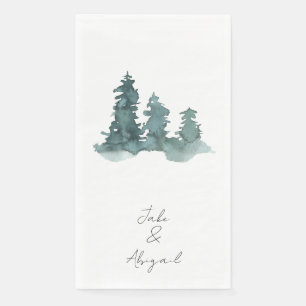 Personalized Watercolor Trees Napkin
