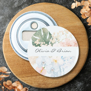 Personalized Watercolor Tropical Flower Floral Bottle Opener