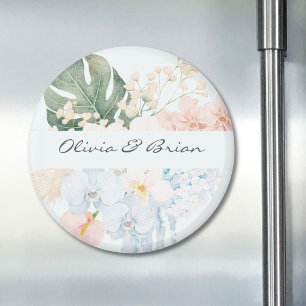 Personalized Watercolor Tropical Flower Floral Magnet