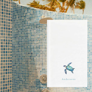 Personalized Watercolor Tropical Sea Turtle Napkin