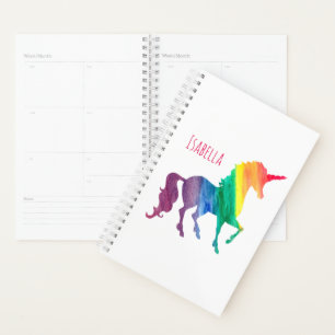 Personalized Watercolor Unicorn Trendy Beautiful Planner