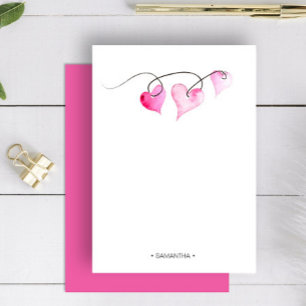 Personalized Watercolor Valentines Stationery Card